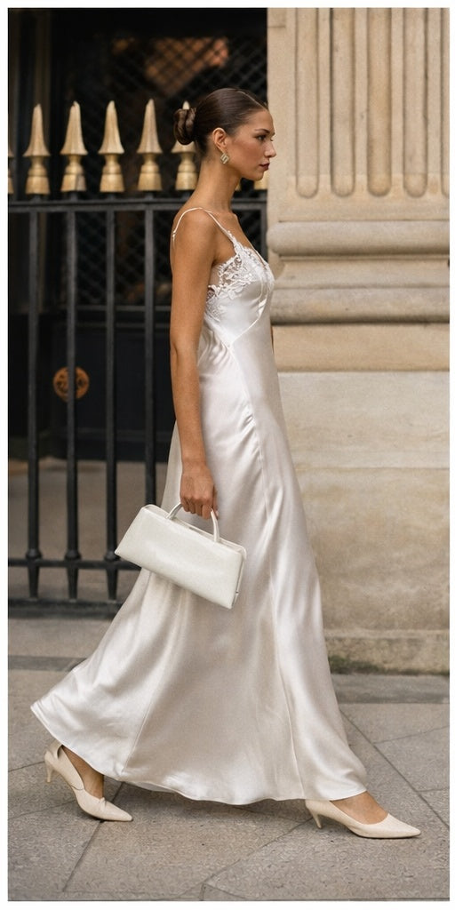 Satijnen Jurk met Kantdetail - Maxo